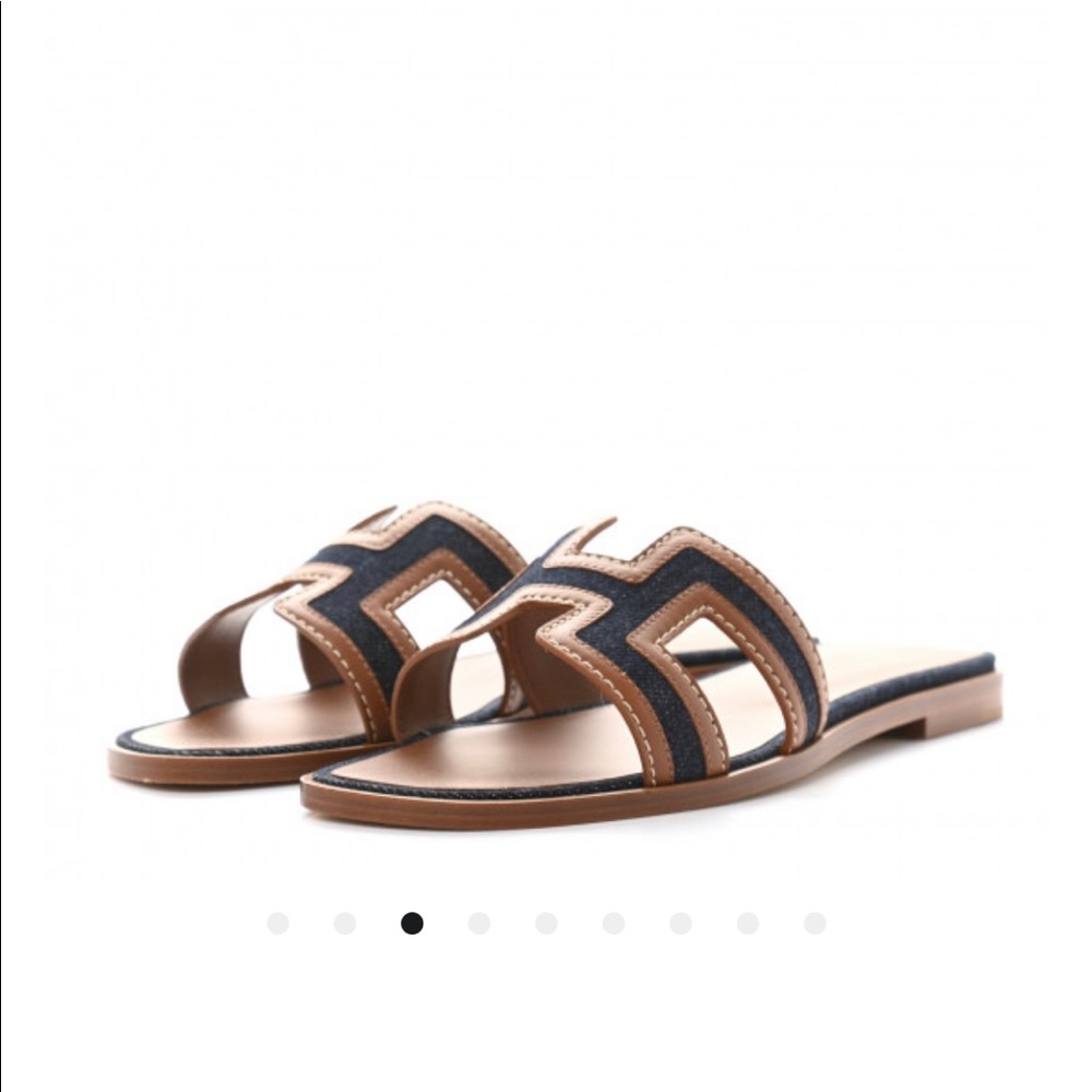 Brand new Hermes denim oran sandal size 38.5